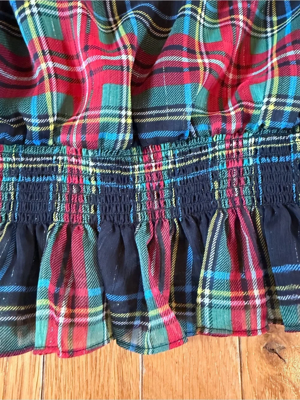 J.Crew Sleeveless Mockneck Top Blouse Gilded Stewart Tartan Smocked Waist Sz 2